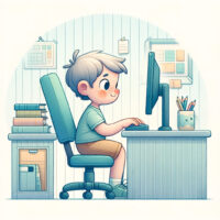 poiss istumas arvuti taga